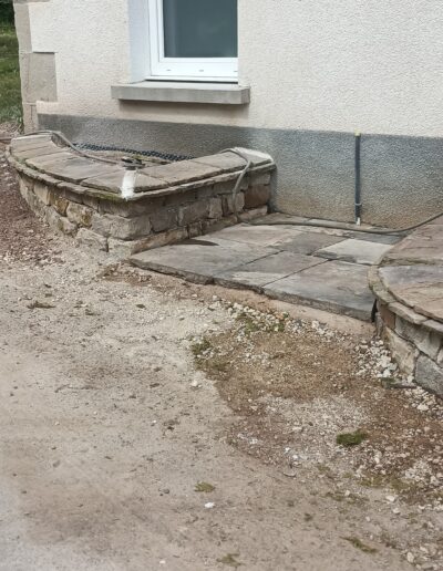 Murs avec couvertines en lauzes - Chantier T2P - Maçonnerie